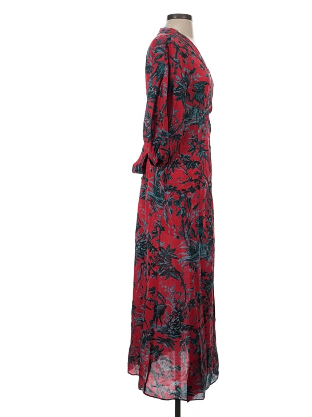 Cara Cara Rosewood Silk Maxi Dress Heron Watermelon Coral and Teal Floral Small - Picture 4 of 9